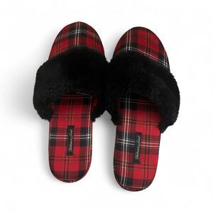 Victoria's Secret Red and Black Plaid Slippers